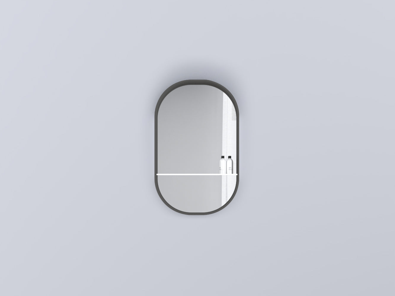 Cielo Arcadia Eos-C Specchio Con Mensola In Vetro E Luce accesa in ambiente, design e diffusione della luce
