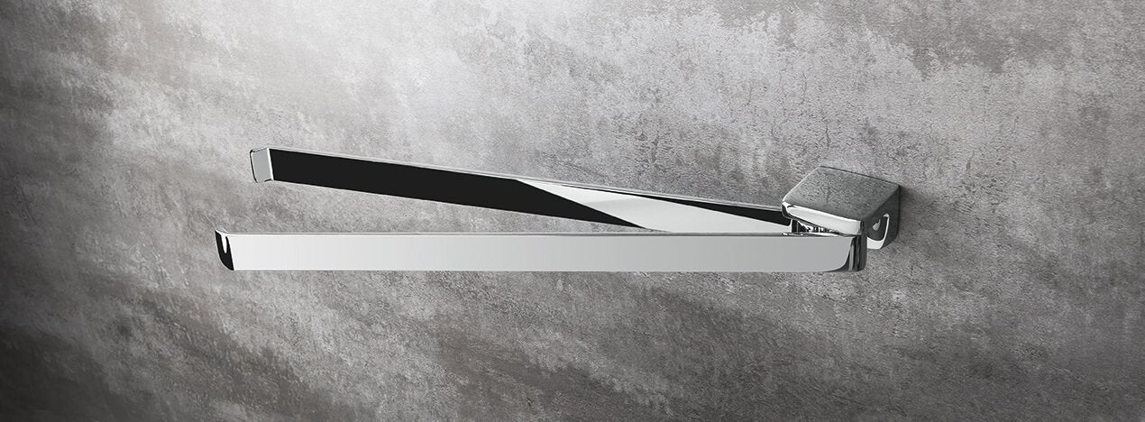 Colombo Alize Portasciugamani 38 cm pieghevole Cromo, dettaglio ravvicinato del materiale e dell'aggancio - Colombo Design