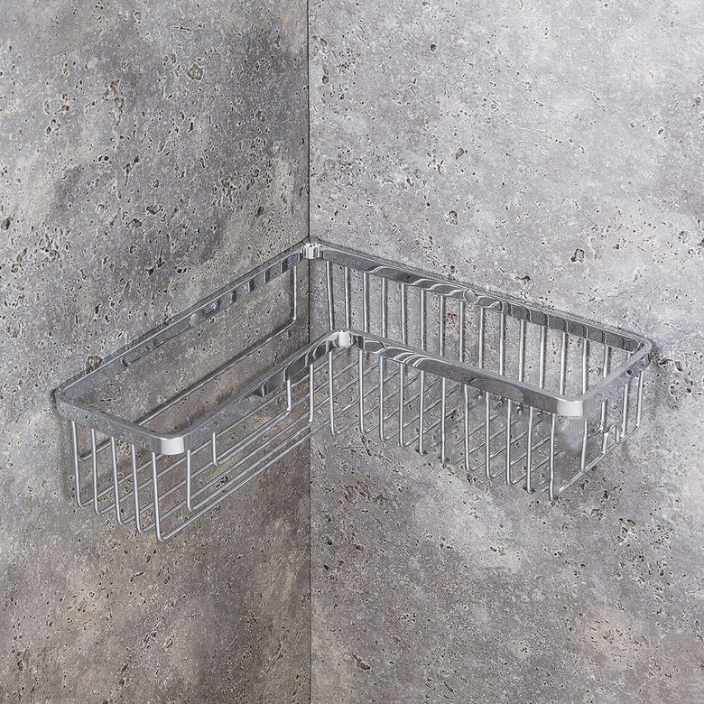 Colombo griglia portasapone angolare vasca doccia in ottone in cromato installato in bagno moderno con ante in vetro...