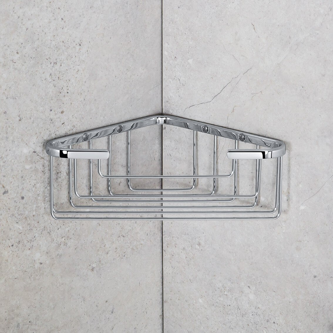Colombo Basic griglia angolare vasca doccia cromo Cromo Lucido installato in bagno moderno con ante in vetro temperato...