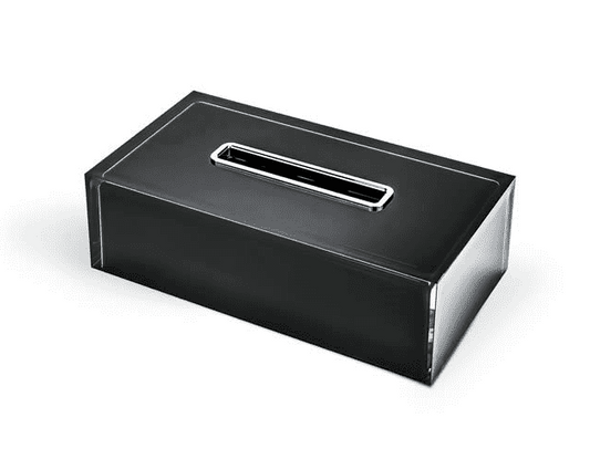 Colombo Cool Porta Kleenex Rettangolare In Resina icy Nero montato a parete, vista del design e della finitura - Colombo...