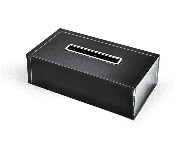 Colombo Cool Porta Kleenex Rettangolare In Resina icy Nero montato a parete, vista del design e della finitura - Colombo...