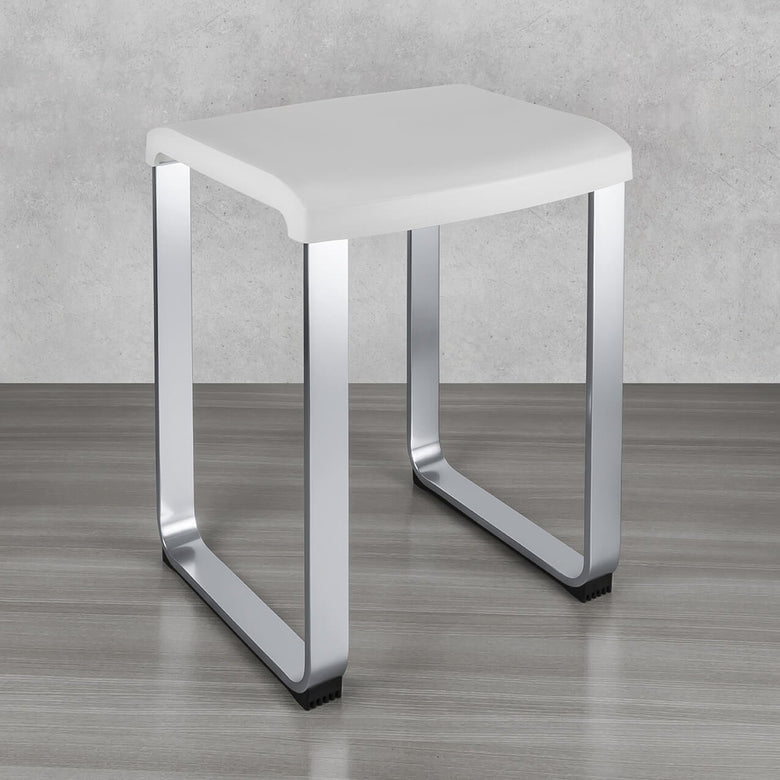 Colombo design contract flat b99670 sgabello per box doccia in alluminio e resina montato a parete, vista del design e...