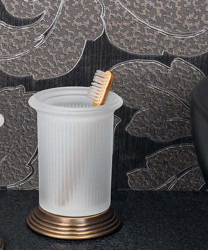 Colombo design Hermitage B33410OA portaspazzolini in Vetro Acidato Naturale ottone anticato