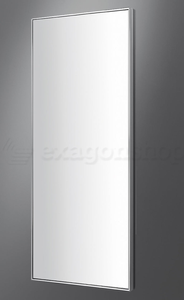 Colombo Gallery Specchio 40x100 a parete spessore 6mm con con lavabo e rubinetteria, vista frontale su sfondo neutro...