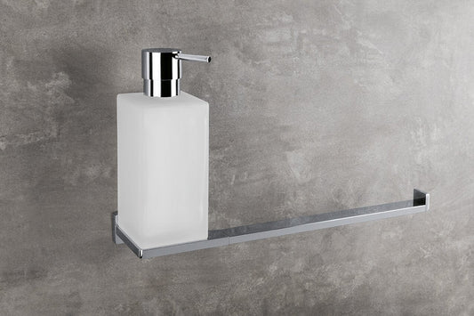 Colombo Look b1674 Porta Salviette bidet con dispenser in vetro acidato e naturale montato a parete, vista del design e...