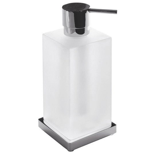 Colombo Look Dispenser sapone liquido da appoggio in Vetro in vetro acidato e naturale montato a parete, vista del design...