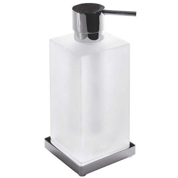 Colombo Look Dispenser sapone liquido da appoggio in Vetro in vetro acidato e naturale montato a parete, vista del design...