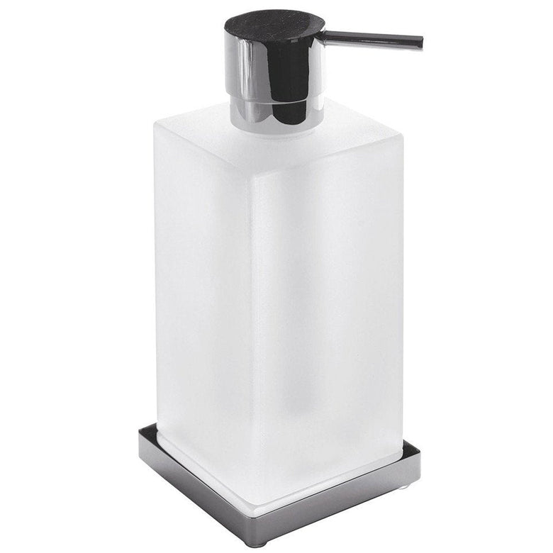 Colombo Look Dispenser sapone liquido da appoggio in Vetro in vetro acidato e naturale montato a parete, vista del design...