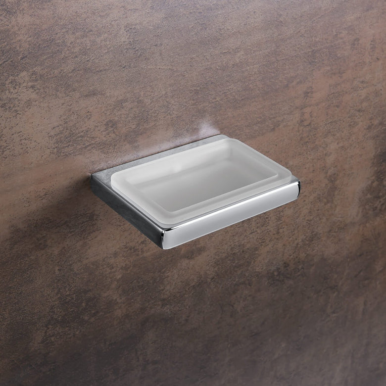 Colombo Lulu Porta Sapone a muro in Vetro Acidato Naturale montato a parete, vista del design e della finitura - Colombo...
