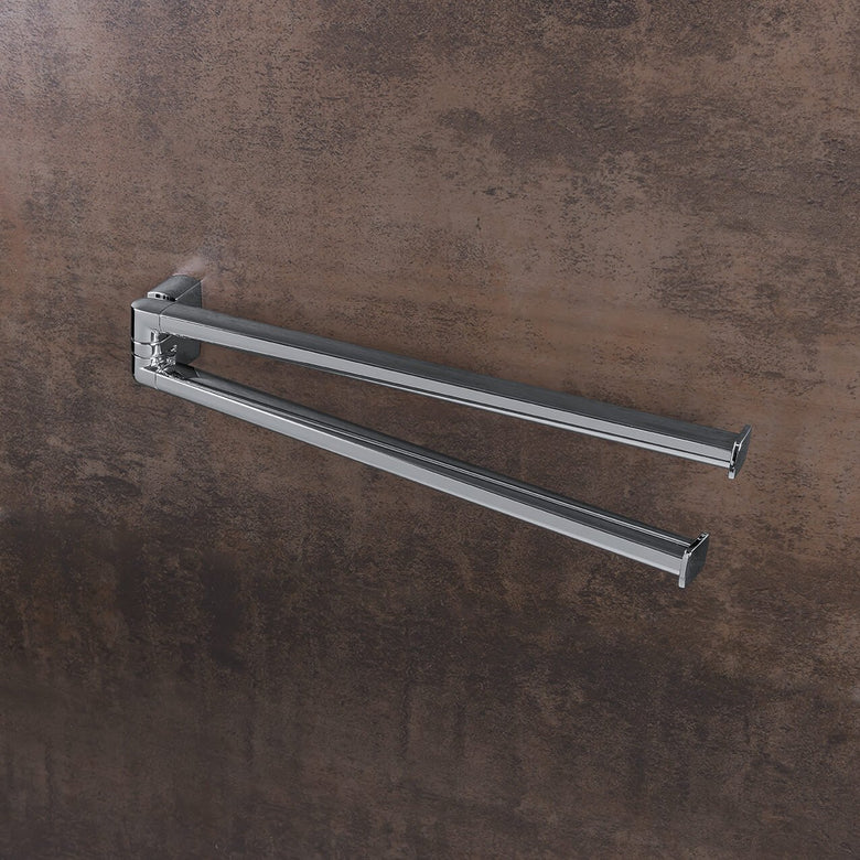 Colombo Lulu Portasciugamani 35 cm a snodo a muro cromo in ottone e cromato montato a parete, vista del design e della...