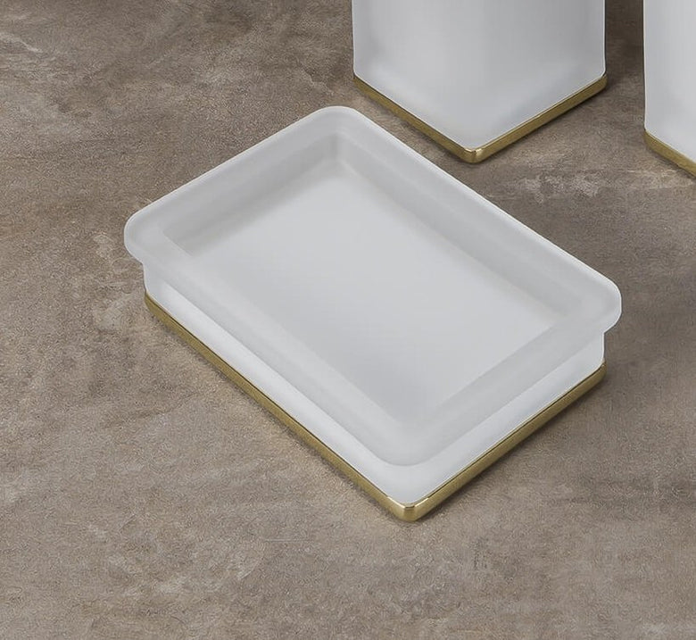 Colombo lulu b6240 porta sapone da appoggio in vetro in vetro acidato e naturale montato a parete, vista del design e...