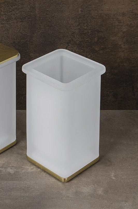 Colombo Lulu Bicchiere portaspazzolini da Appoggio in Vetro, dettaglio ravvicinato del materiale e dell'aggancio...