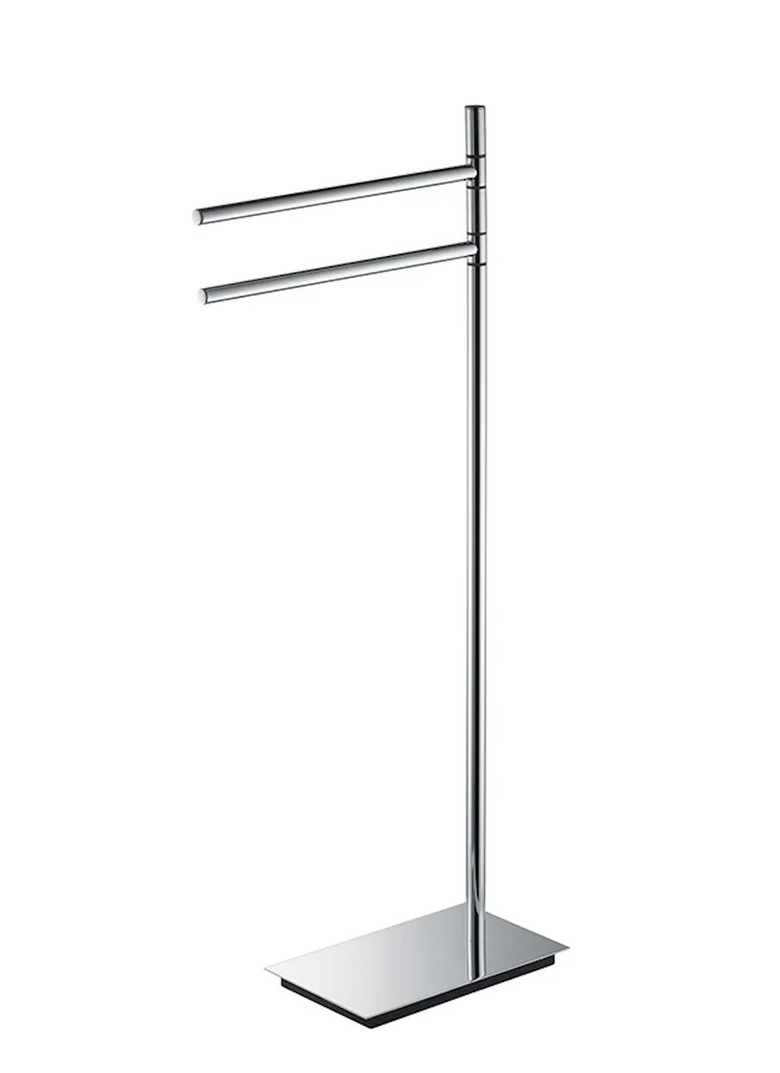 Colombo Design Square Piantana Portasciugamani Cromo, dettaglio ravvicinato del materiale e dell'aggancio