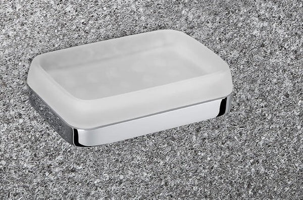 Colombo Time W4201 Porta Sapone a Parete  in Vetro Acidato Naturale cromo