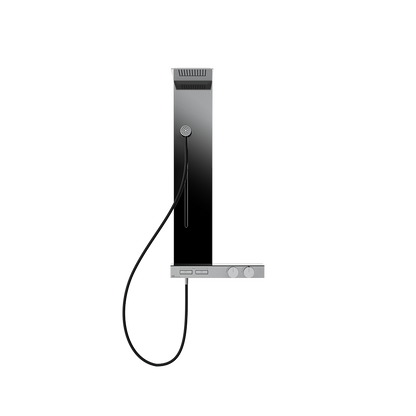 Colonna doccia con miscelatore termostatico 2 funzioni con comandi a pulsante soffione e doccetta anticalcare magnetica scorrevole cromo Hi FI 63043 Gessi