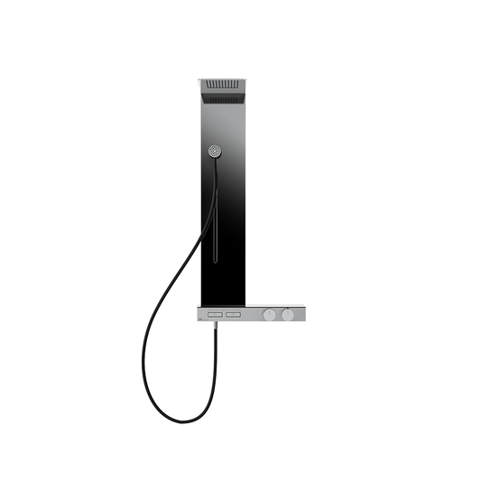 Colonna doccia con miscelatore termostatico 2 funzioni con comandi a pulsante soffione e doccetta anticalcare magnetica scorrevole cromo Hi FI 63043 Gessi