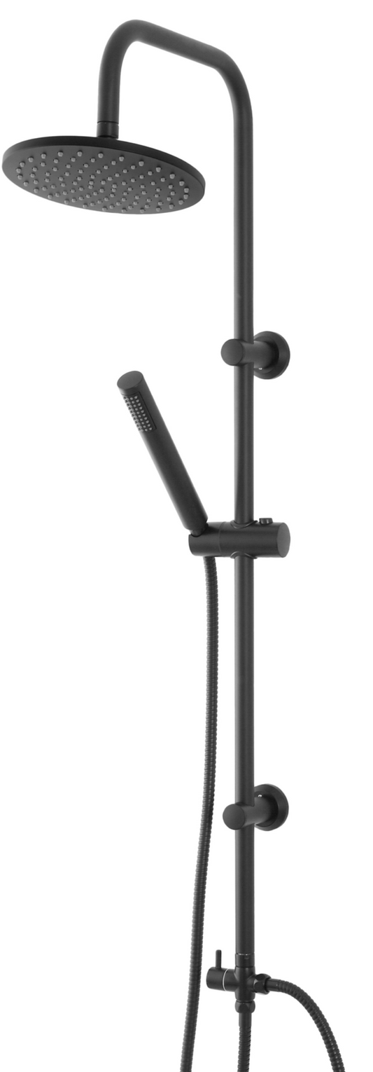 Colonna doccia con soffione 20 cm tondo deviatore doccetta 3 jet abs flessibile 150 cm in acciaio nero opaco 718116 Platinum Nera