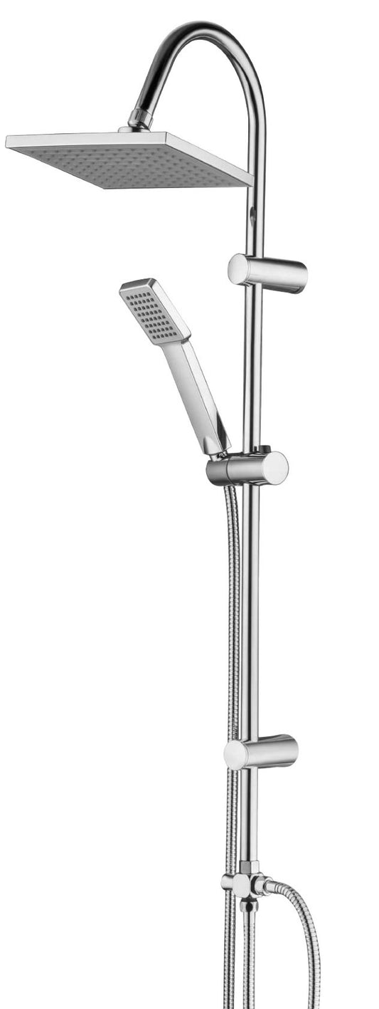 Colonna doccia con soffione 20x20 anticalcare saliscendi regolabile deviatore doccetta 3 jet flessibile 150 cm in acciaio cromo 872002 Platinum