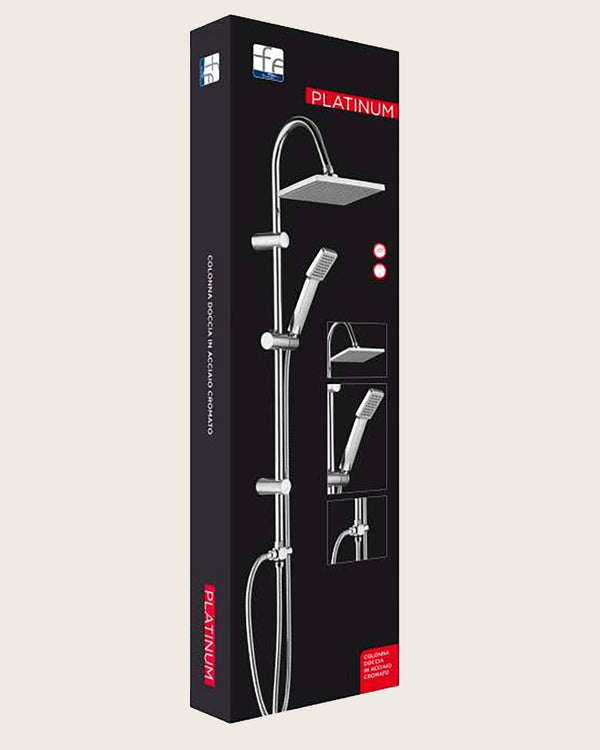 Colonna doccia con soffione 20x20 in acciaio cromo 872002 Platinum