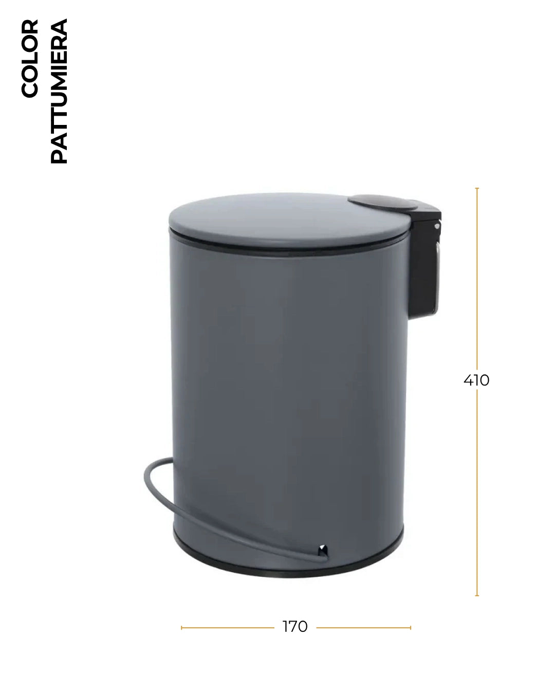 Pattumiera 3 L soft close in acciaio grigio Color