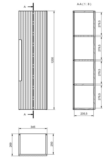 Colonna bagno 120x34 Mango reversibile canapa