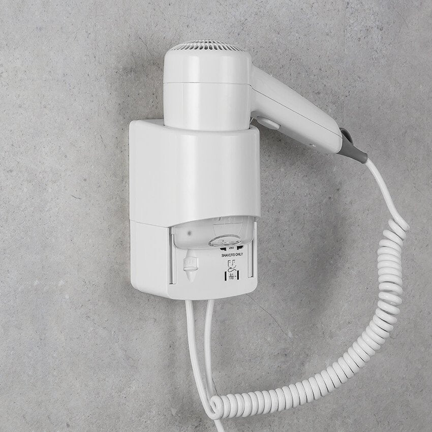 Colombo Contract Asciugacapelli da parete con presa installato in bagno moderno con ante in vetro temperato - Colombo Design