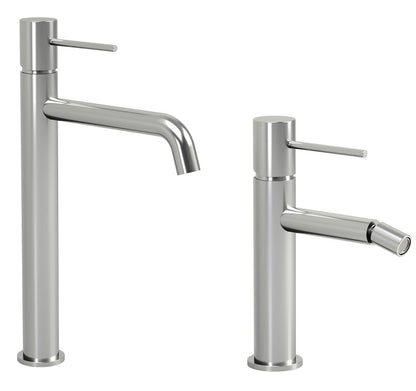 Coppia rubinetti lavabo alto e bidet in ottone cromo Hidden