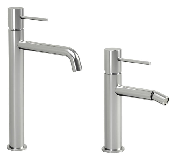 Coppia rubinetti lavabo alto e bidet in ottone cromo Hidden