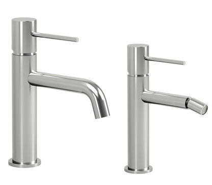 Coppia rubinetti lavabo e bidet in ottone cromo con flessibili Hidden