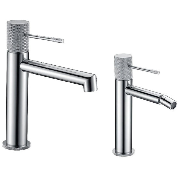 Coppia rubinetti miscelatore lavabo e bidet senza scarico in ottone cromo Melin