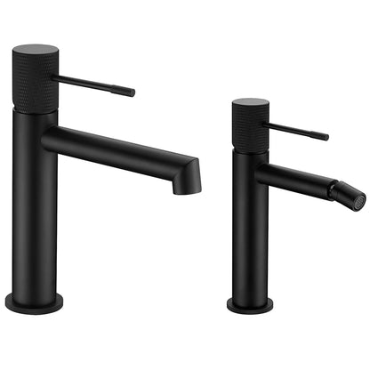 Coppia rubinetti lavabo e bidet senza scarico in ottone nero opaco Melin