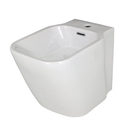 Coppia sanitari filo muro a pavimento bidet e vaso con sedile rallentato bianco lucido Porcelanosa Noken Essence C