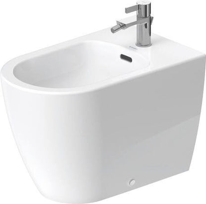 Coppia sanitari filo muro a pavimento senza brida con sedile soft close bianco Soleil Duravit