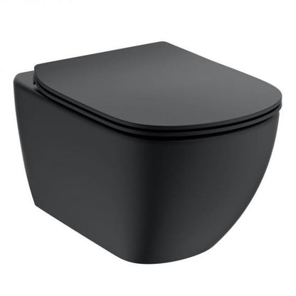 Ideal Standard Tesi coppia sanitari sospesi Vaso Acquablade e bidet sospeso e Sedile Slim Rallentato Nero opaco