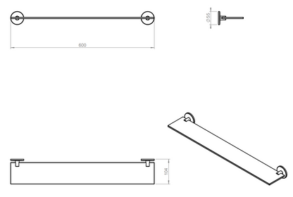 Cosmic duo round 2620145 mensola bagno 60 cm portaoggetti in vetro con supporti cromo