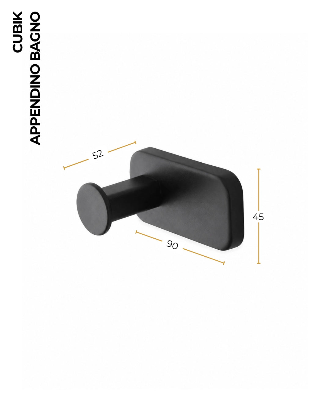 Appendino bagno in acciaio inox nero cubik