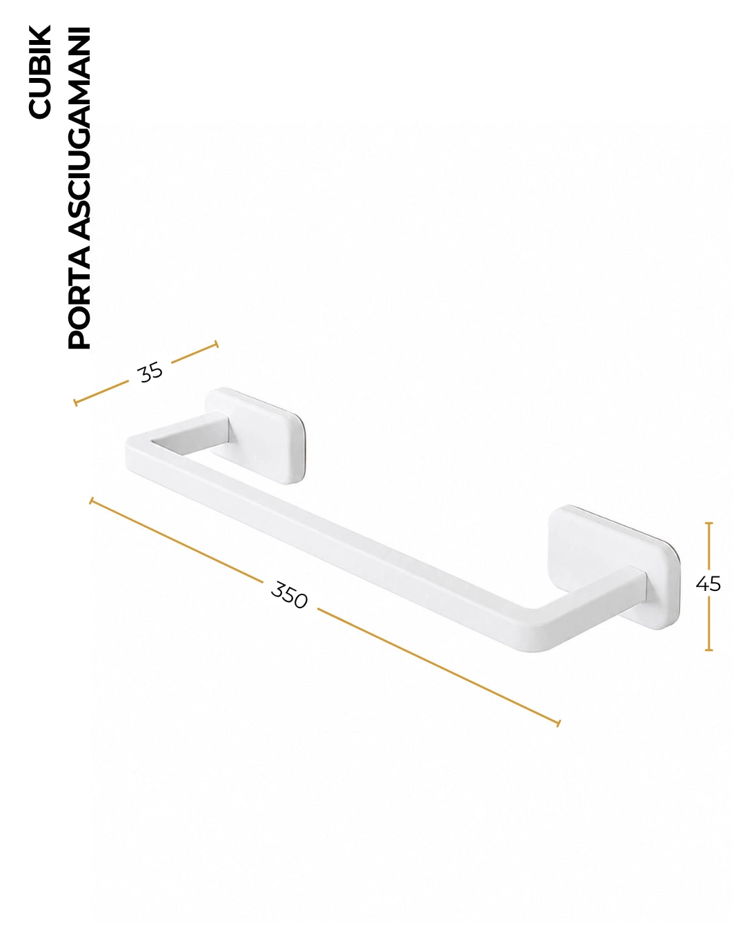 Porta asciugamani 35 cm acciaio inox bianco cubik