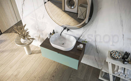 Mobile bagno Noce Salvia 90x46 Sorrento un cassetto con lavabo da appoggio in ceramica