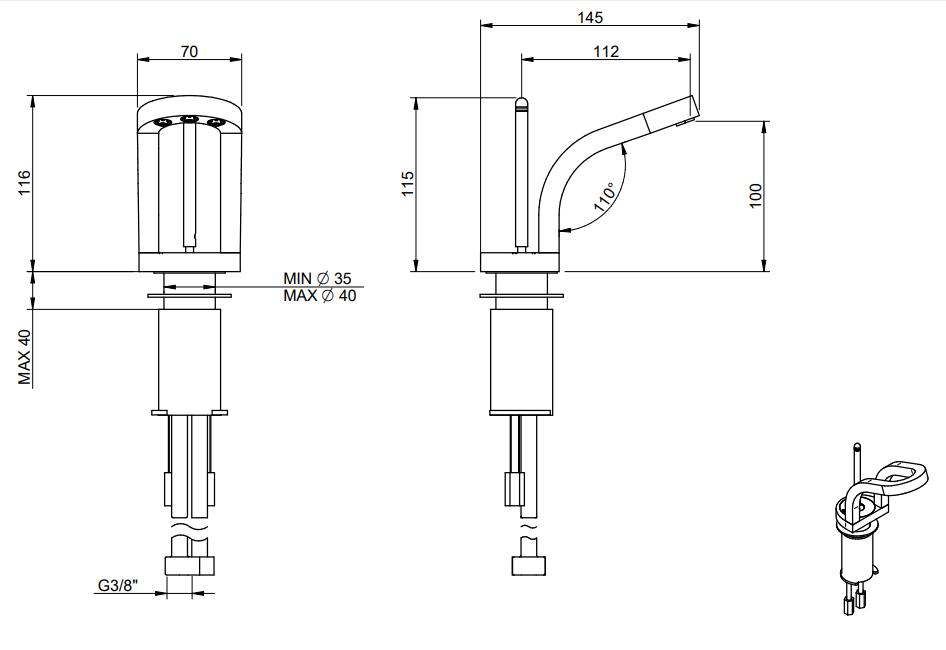Treemme Philo IT7022CCPDZZ miscelatore monocomando bidet di Cromo Lucido, componenti inclusi smontati: corpo incasso...