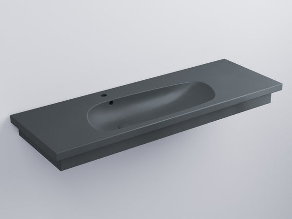 Cielo Enjoy Lavabo 140x48 Sospeso O Da Appoggio Con Piletta Click Clack In Ceramica Basalto
