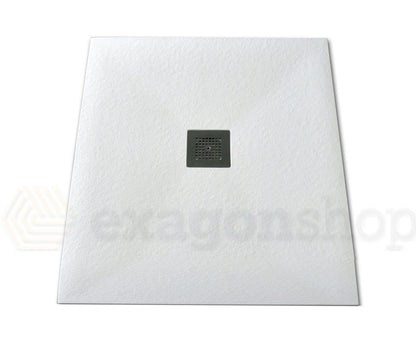 Desio Piatto Doccia 80x80  effetto pietra antibatterico in Solidstone Bianco