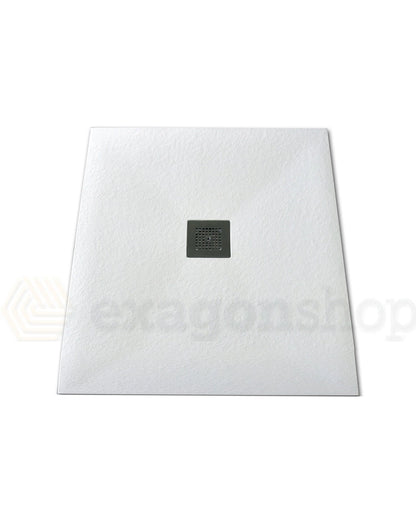 Piatto Doccia 80x80 Desio effetto pietra in Mineralmarmo Bianco