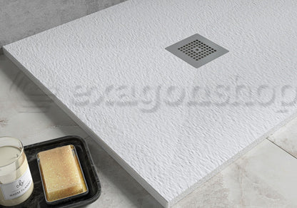 Desio Piatto Doccia 80x80  effetto pietra antibatterico in Solidstone Bianco