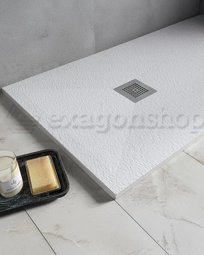 Piatto Doccia 70x100 Desio effetto pietra in Mineralmarmo Bianco