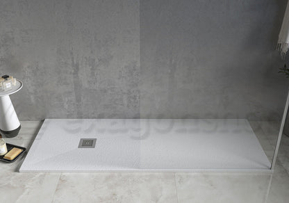 Desio Piatto Doccia 70x110 effetto pietra antibatterico in Solidstone Bianco