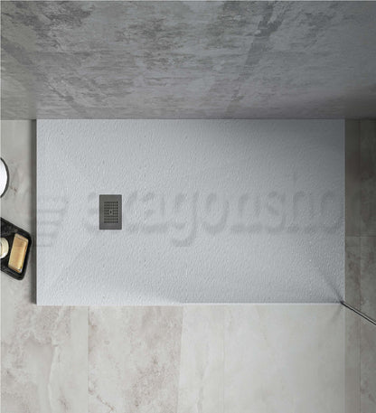Desio Piatto Doccia 80x180 effetto pietra antibatterico in Solidstone Bianco