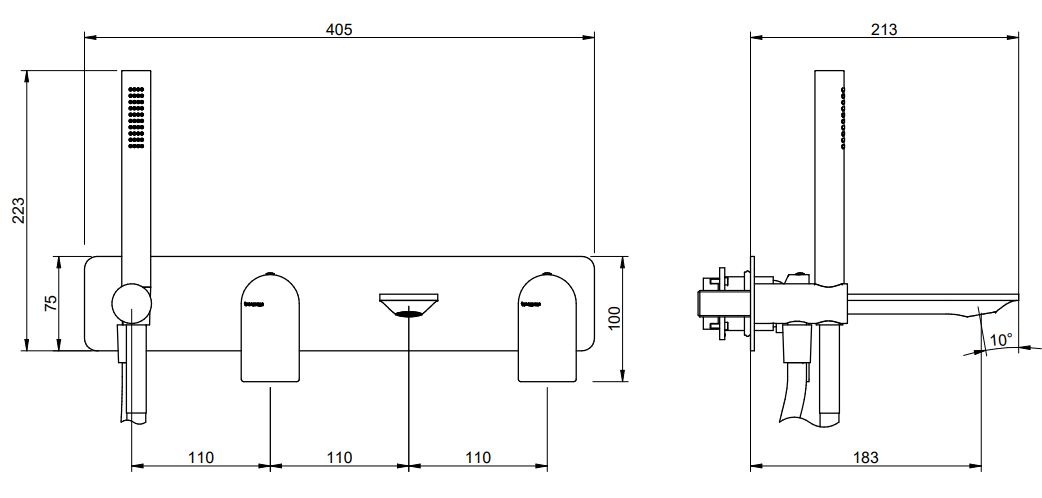Treemme Ran RWIT22D7CC01 Miscelatore vasca monocomando ambientato in box doccia con pareti in vetro - Rubinetterie Treemme