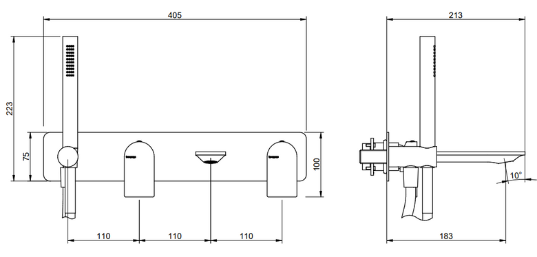 Treemme Ran RWIT22D7CC01 Miscelatore vasca monocomando ambientato in box doccia con pareti in vetro - Rubinetterie Treemme