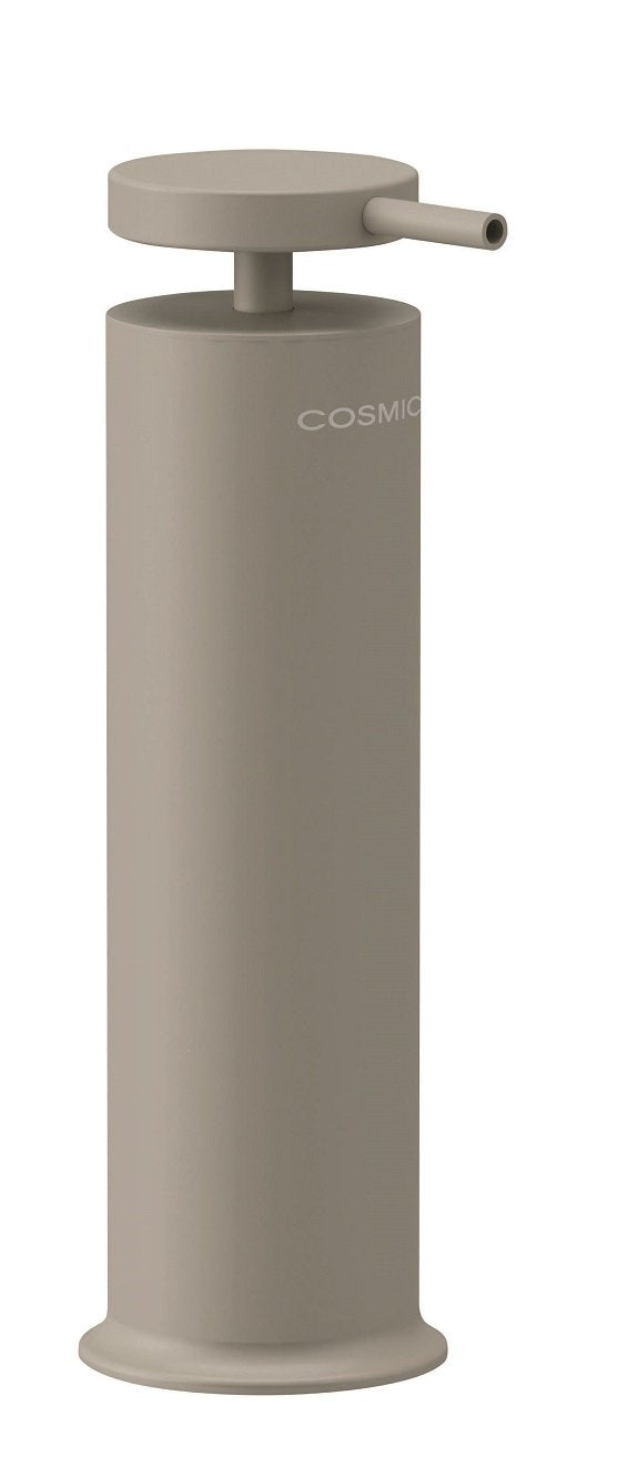 Dispenser da appoggio porta sapone liquido sabbia Geyser, dettaglio ravvicinato del materiale e dell'aggancio